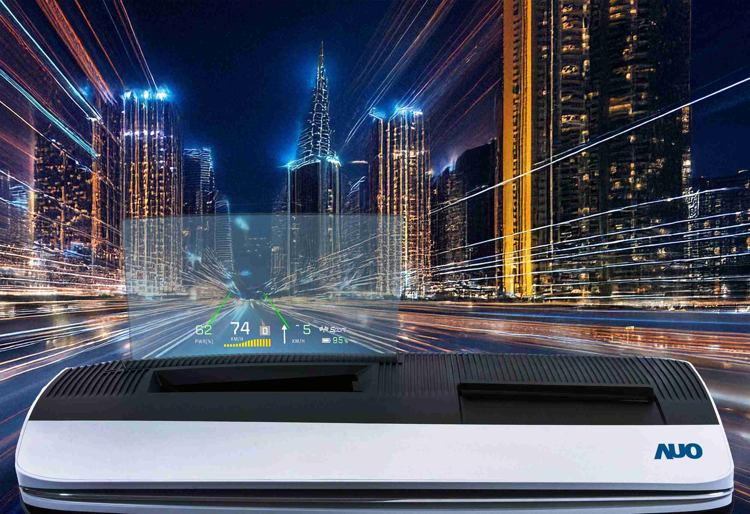 PA直营推出13吋Micro LED抬头显示器，，，，提供高入眼亮度、、高色彩饱和度的显示质量，，在阳光下或黑暗中都清晰可见，，，，并利用Micro LED模块体积小的优势，，，，解决车用空间有限的痛点